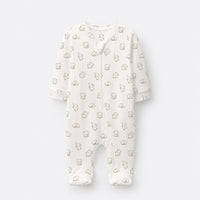 Moon & Teddy bamboo cotton baby sleepsuit — full-sleeve baby sleepsuit, zip onesie