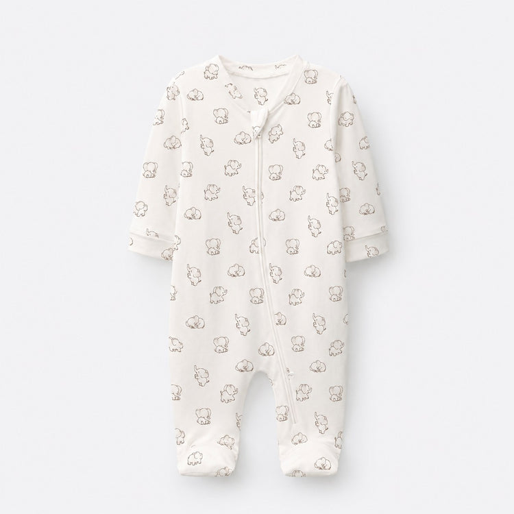 Moon & Teddy bamboo cotton baby sleepsuit — full-sleeve baby sleepsuit, zip onesie