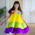 Girl wearing Anaario Serene Moon River Dress, Aqua Magic Print