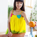 Girl wearing Anaario Serene Moon River Dress, Aqua Magic Print