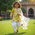 The Lime-Poppy Girls' Patiala Set features