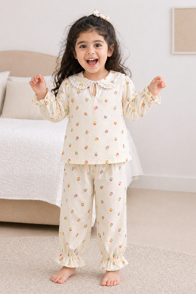 Girl wearing Anaario Multi-Coloured Bulbs Night Suit