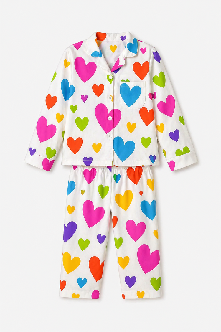 Girl wearing Anaario Multi-Coloured Heart Night Suit