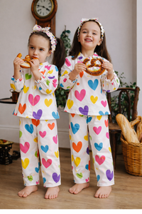 Girl wearing Anaario Multi-Coloured Heart Night Suit
