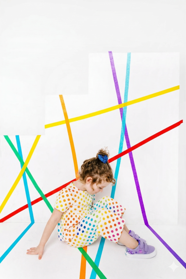 Girl wearing Anaario Multi-Coloured Polka Co-ord Set