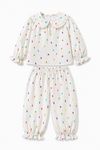 Girl wearing Anaario Multi-Coloured Squares Night Suit