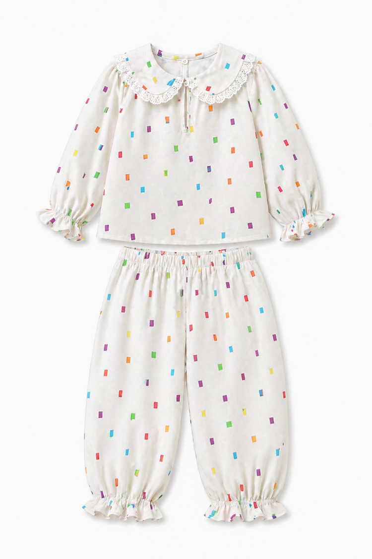 Girl wearing Anaario Multi-Coloured Squares Night Suit