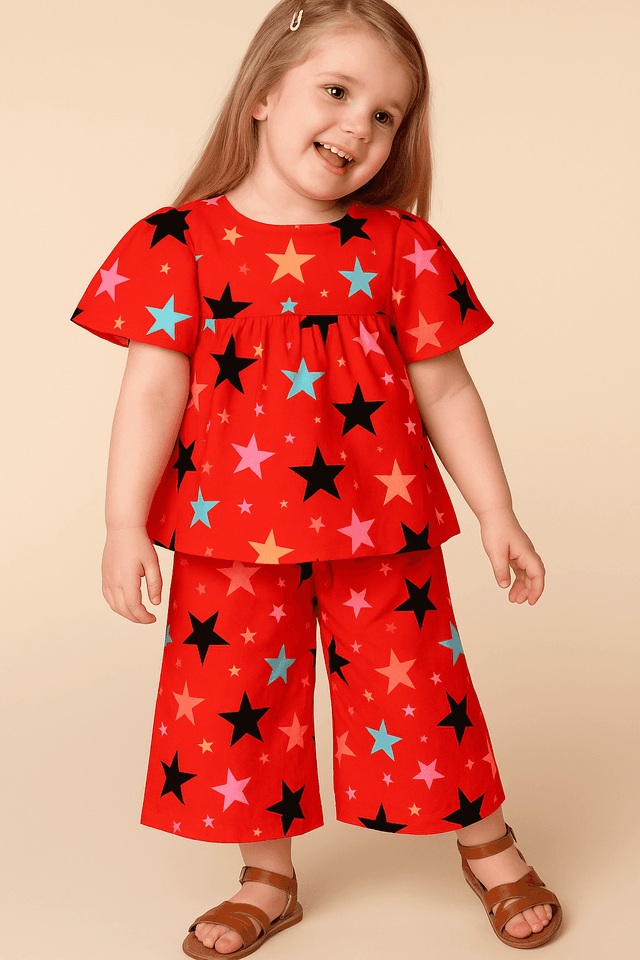 Girl wearing Anaario Multi-Coloured Stars Co-ord Set