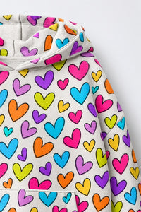 Multi Hearts Hooded Barrel Pant Set flat lay by Anaario