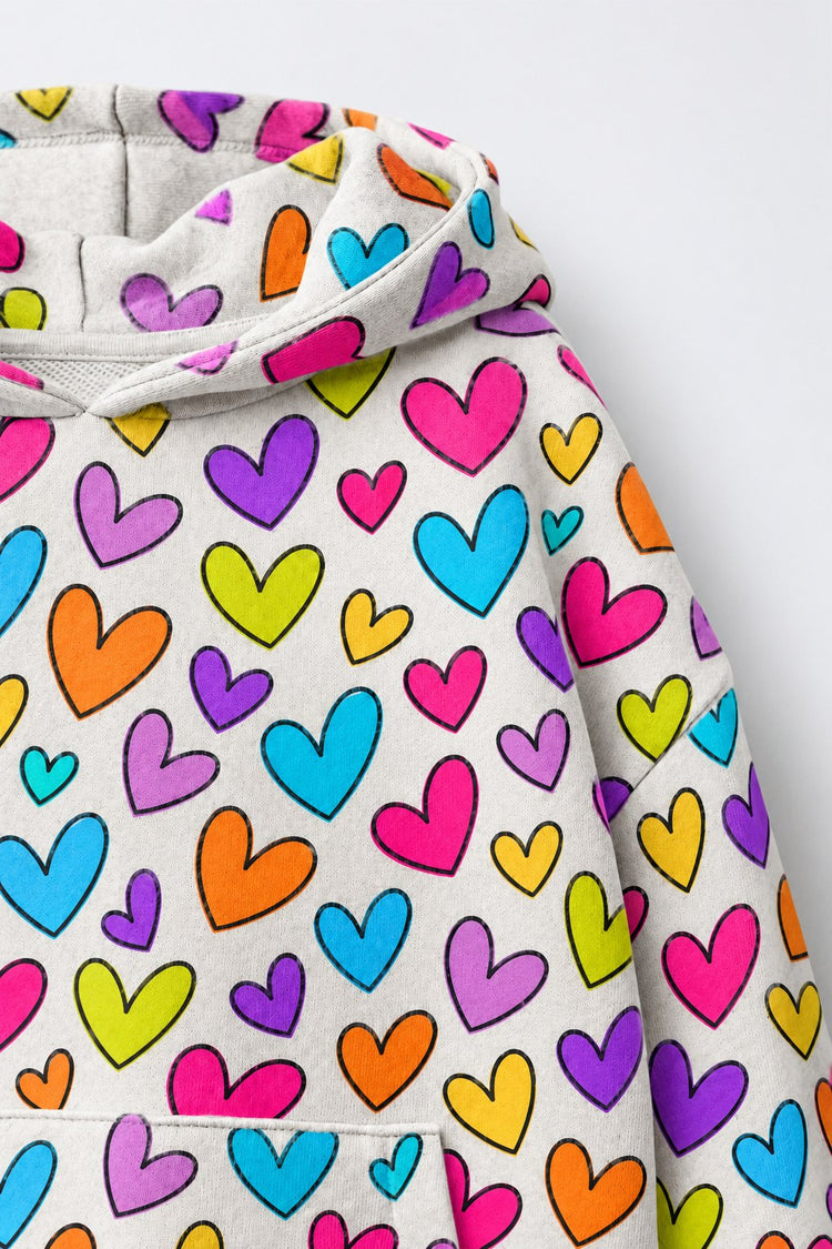 Multi Hearts Hooded Barrel Pant Set flat lay by Anaario