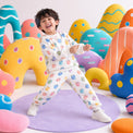 Multi Pastel Dinosaur Barrel Pant Set on boy by Anaario – winter kidswear
