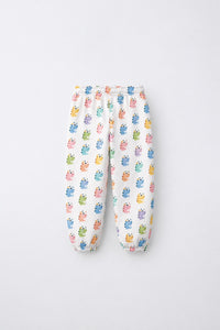 Multi Pastel Dinosaur Barrel Pant Set flat lay by Anaario