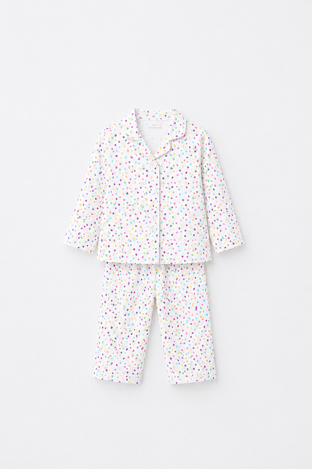 Boy wearing Anaario Multicolor Polka Spots Night Suit