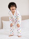 Boy wearing Anaario Multicolored Wriggly Beans Night Suit