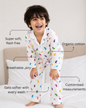 Boy wearing Anaario Multicolored Wriggly Beans Night Suit