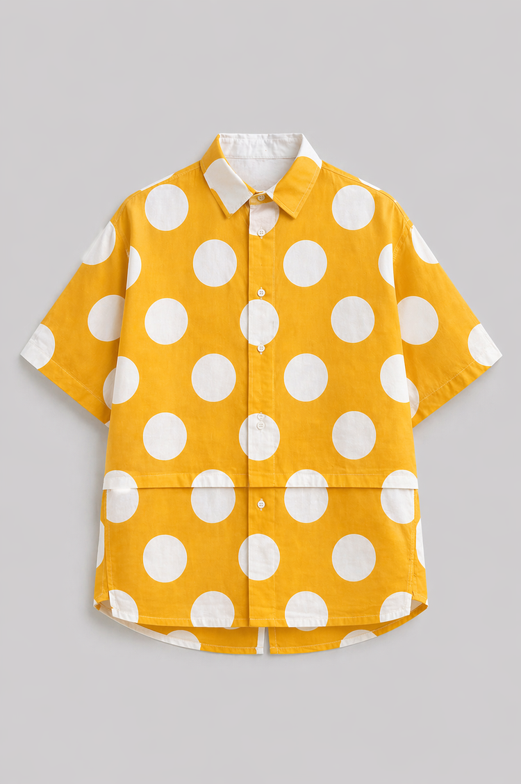 Boy wearing Anaario Mustard Dot Oversized Shirt