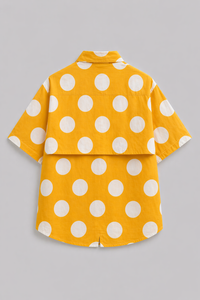 Boy wearing Anaario Mustard Dot Oversized Shirt