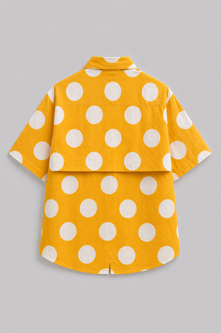 Boy wearing Anaario Mustard Dot Oversized Shirt