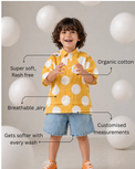 Boy wearing Anaario Mustard Dot Oversized Shirt