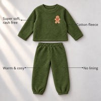 Olive Green Gingerbread Fleece Set feature highlights by Anaario – super soft, warm cotton fleece, no lining