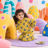 Mustard Koala Jogger Set on girl by Anaario – winter kidswear
