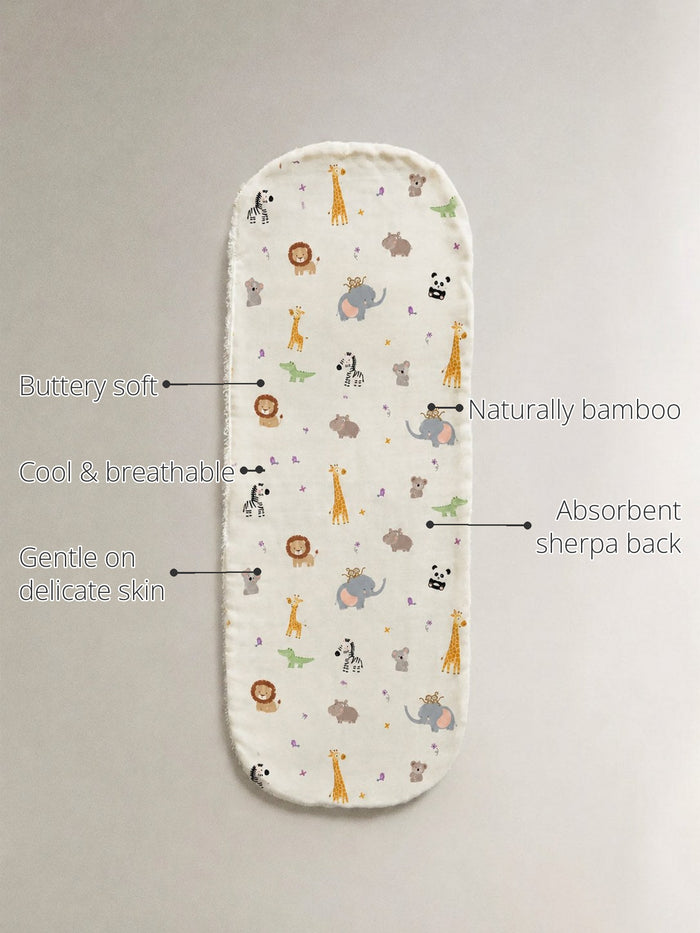 Jungle Bamboo Baby Burp Cloth features