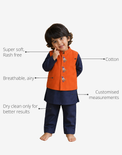Anaario Navy Bird-Motif Boys' Waistcoat Set (Orange Waistcoat) key features