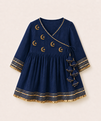 Indian Navy Blue Moon-Star Angrakha Set - Anaario - Image 4