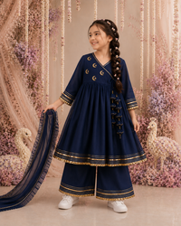 Indian Navy Blue Moon-Star Angrakha Set - Anaario - Image 9