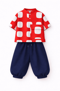 Boy wearing Anaario Red Rhythm Pocket Co-ord Set
