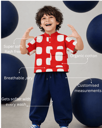 Boy wearing Anaario Red Rhythm Pocket Co-ord Set