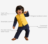 Anaario Navy Moon-Star Boys' Waistcoat Set (Yellow Waistcoat) key features