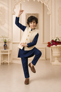 Navy moon and star waistcoat set with cream waistcoat by Anaario