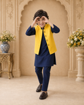 Navy moon and star waistcoat set with yellow waistcoat by Anaario