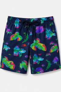 Boy wearing Anaario Neon Fish Shorts