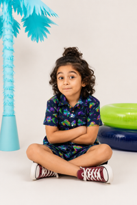 Boy wearing Anaario Neon Fish Shorts
