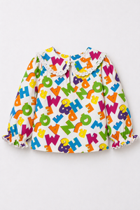 Girl wearing Anaario Neon Multicolor Alphabets Night Suit