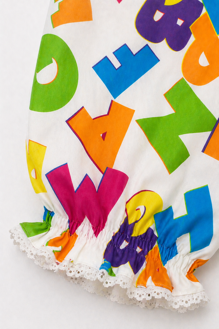 Girl wearing Anaario Neon Multicolor Alphabets Night Suit