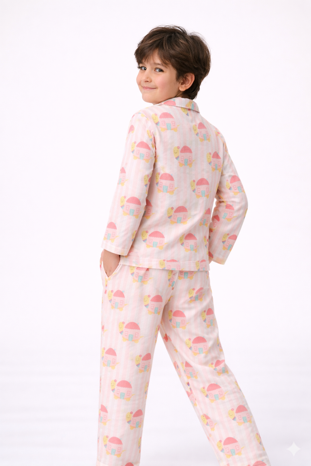 Pink Snail-House Pajama Set - Night Wear
