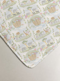 Noah's Ark bamboo baby quilt — absorbent sherpa backing