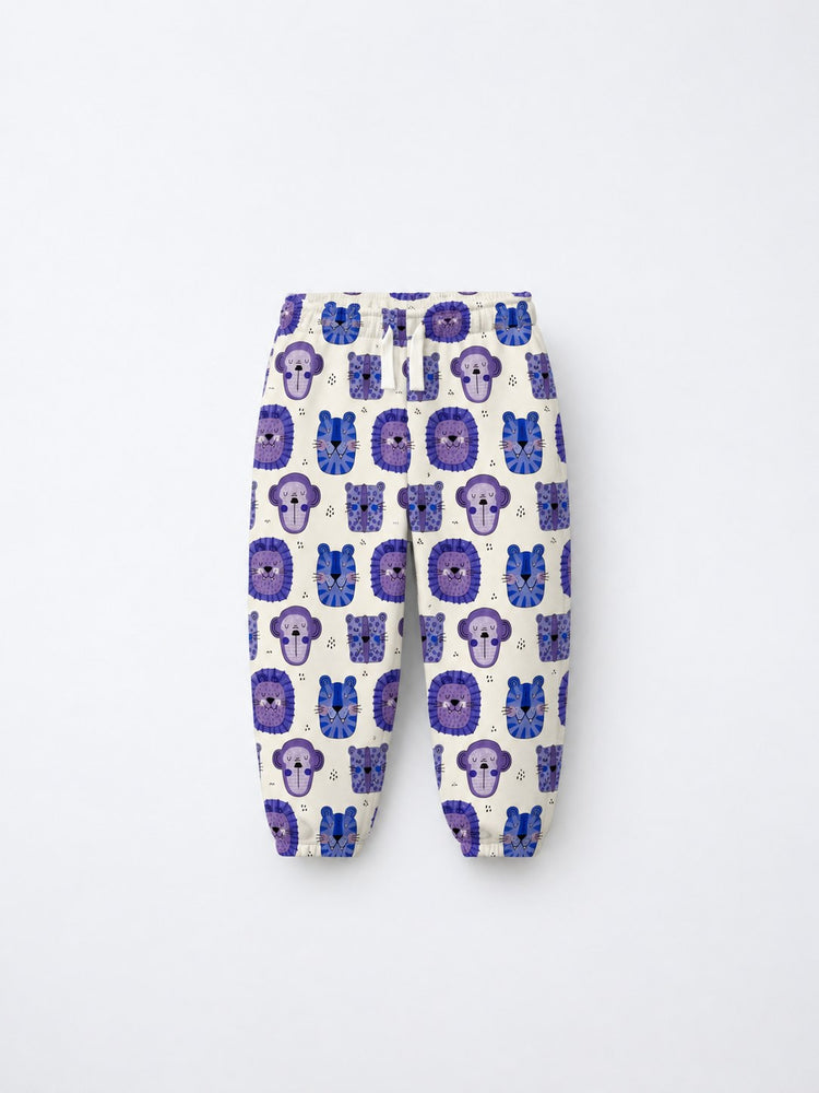 Blue Purple Lion Jogger Set flat lay by Anaario