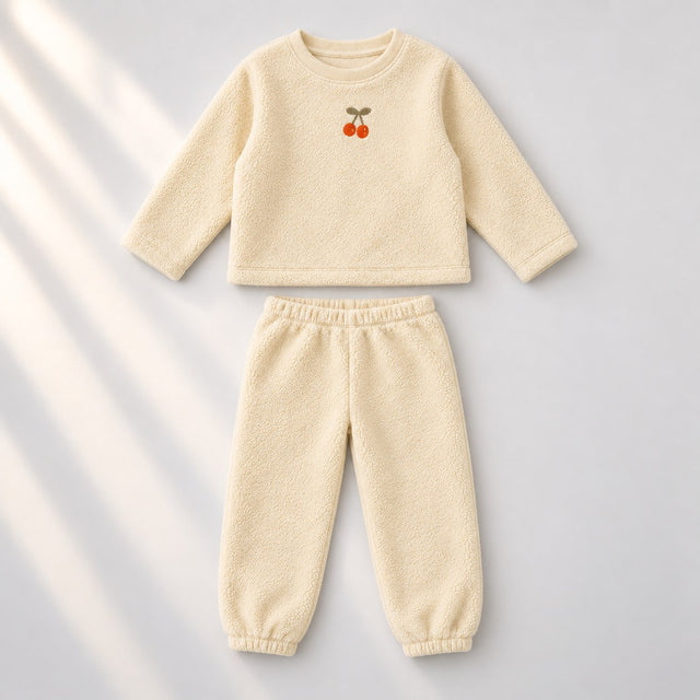 Off-white Cherry Fleece Set top and bottom by Anaario