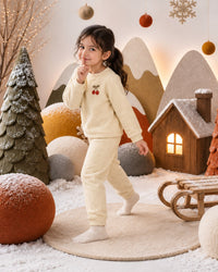 Off-white Cherry Fleece Set on child by Anaario – winter fleecewear