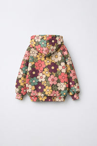 Brown Flowers Hooded Barrel Pant Set flat lay by Anaario