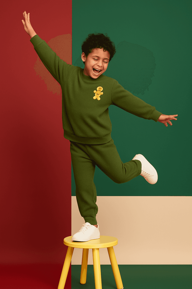 Olive Green Gingerbread Fleece Set