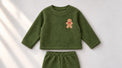Olive Green Gingerbread Fleece Set top by Anaario
