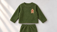 Olive Green Gingerbread Fleece Set top by Anaario