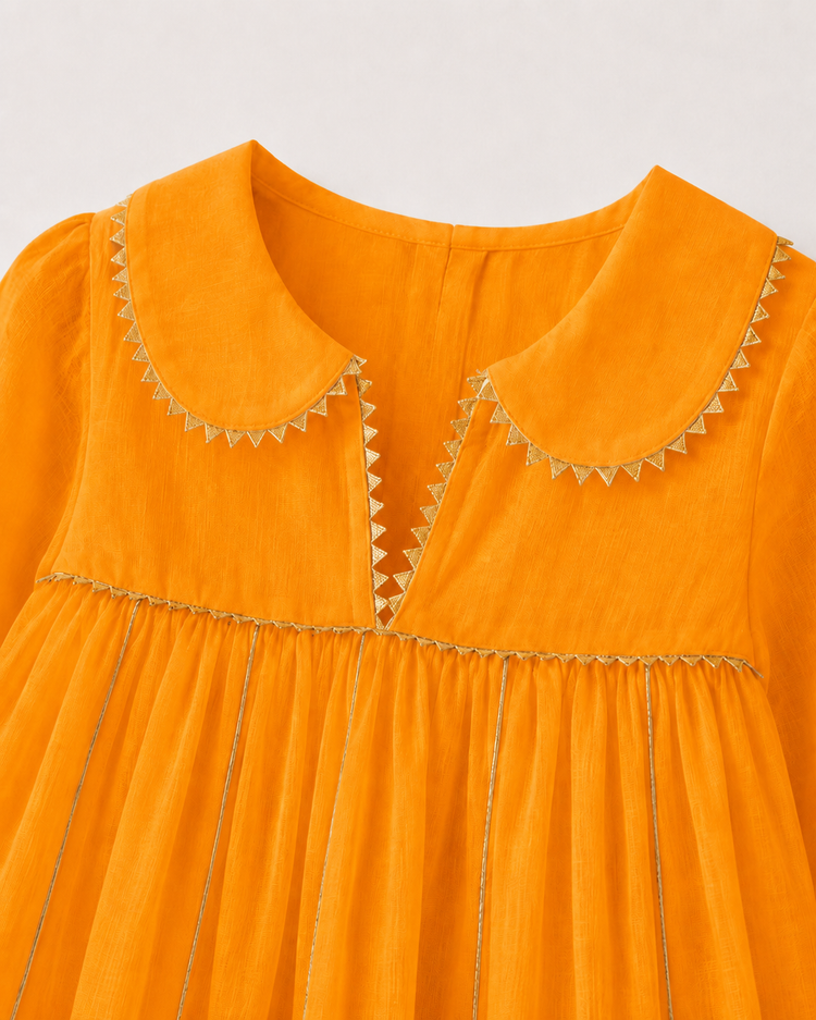 Indian Orange Anarkali Set - Anaario - Image 5