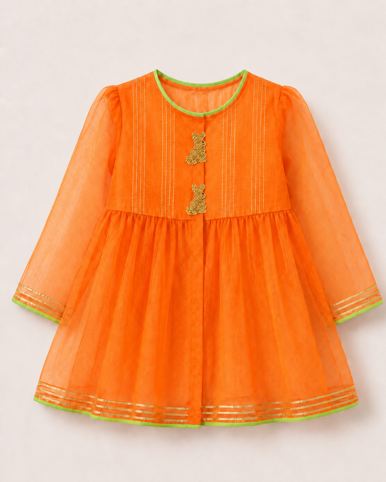 Indian Orange Bunny Patiala Salwar Set - Anaario - Image 4