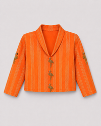 Indian Orange Flamingo Jacket-Lehenga Set - Anaario - Image 3
